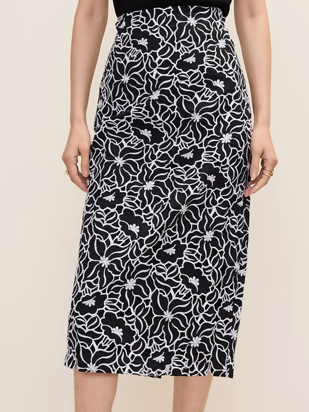 (1770) NWT ANN TAYLOR Embroidered Column Midi Skirt, Size 4